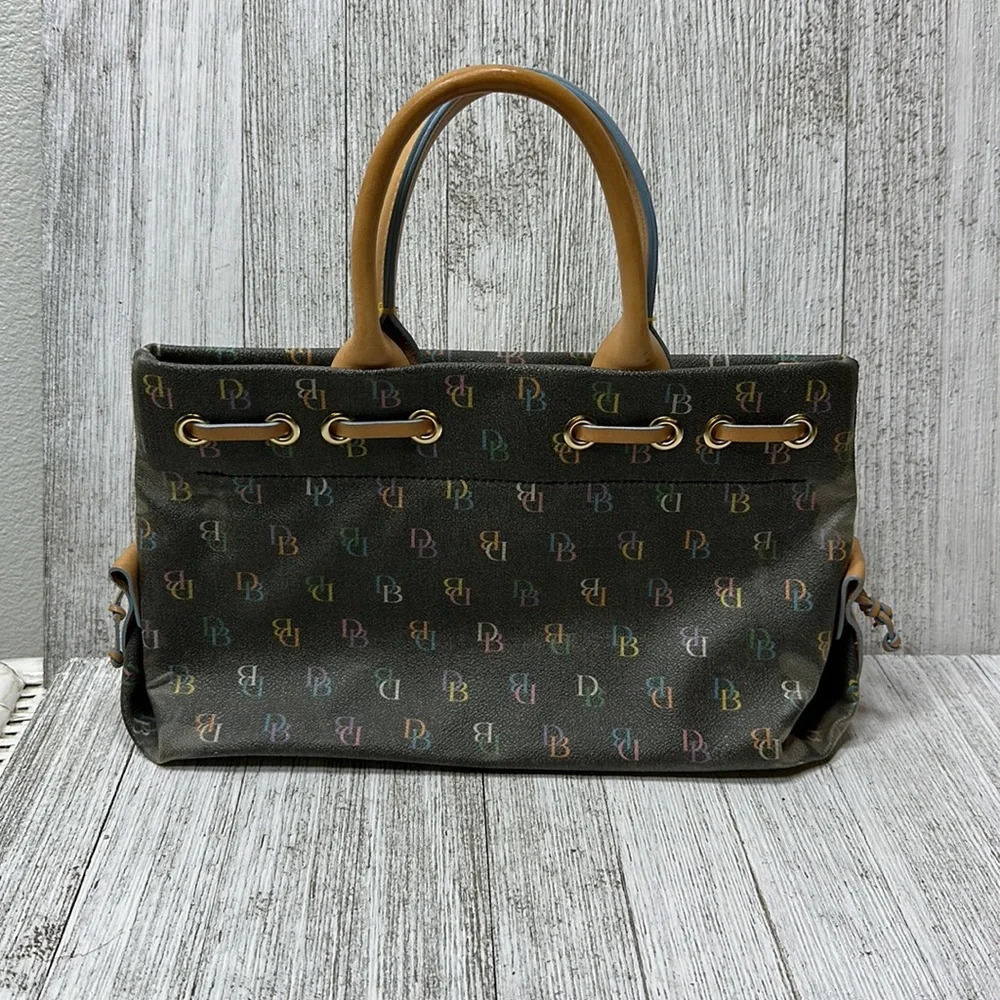 DOONEY & BOURKE Women's Monogram Handbag 100% Genuine Leather, Gray, Multi-Color